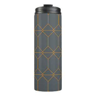 Garrafa Térmica Verde, ouro, ilustração simples, retro, elegante