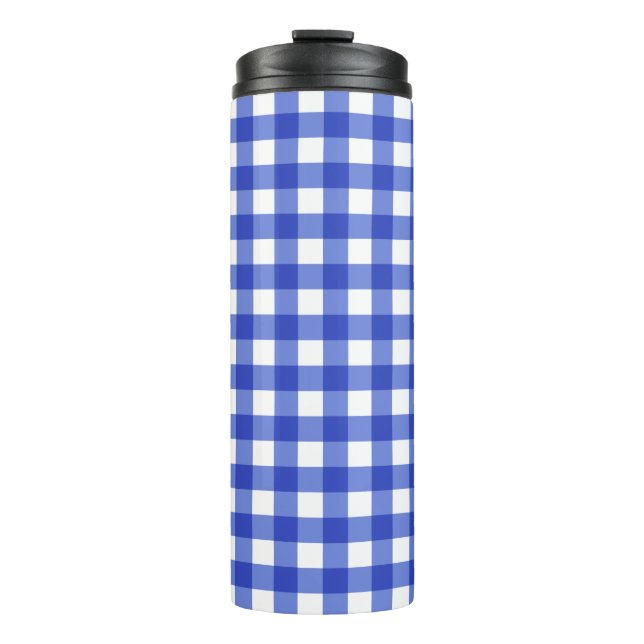 Garrafa Térmica Verificação de Gingham Azul (Frente)