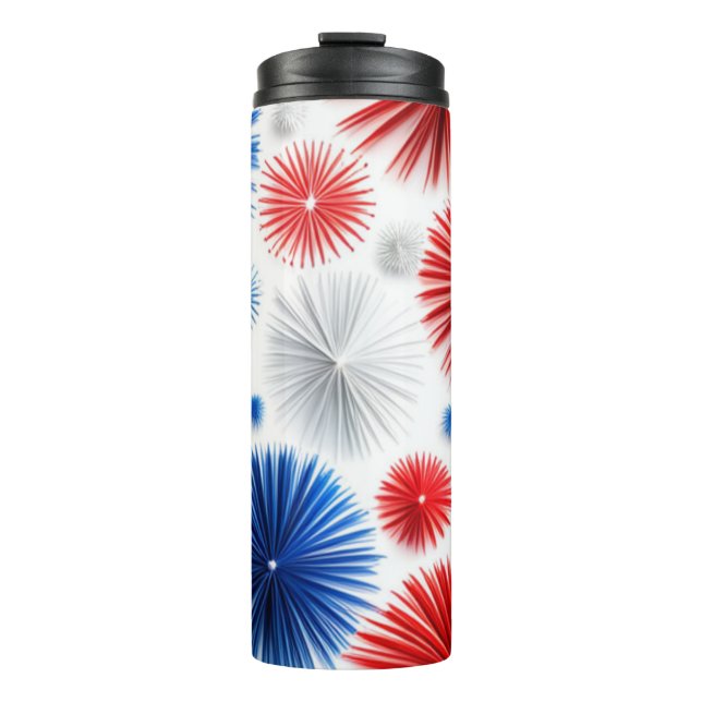Garrafa Térmica Vermelho, Branco e Azul (Frente)
