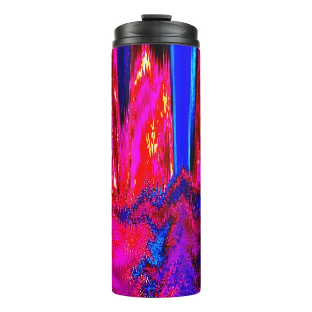 Garrafa Térmica Vermelho e Azul com falha derretida (Frente)