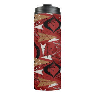 Garrafa Térmica Vermelho, Preto, Branco, Madeira Faux   Meio sécul