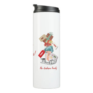 Garrafa Térmica Vermelho White Christmas Sleigh Snow Vintage Cuja