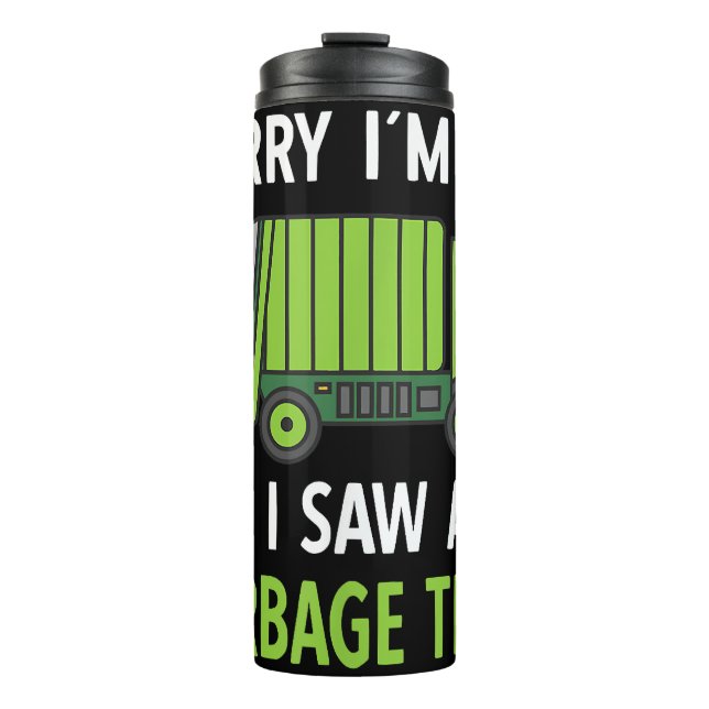 Garrafa Térmica Vi um caminhão de lixo Reciclagem de roupa (Frente)