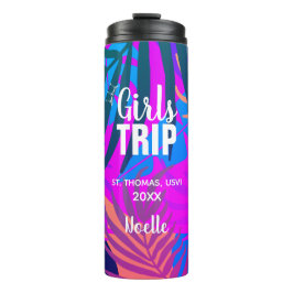 Garrafa Térmica Viagem de Meninas Tropicais com Coroa, Ano e Nome