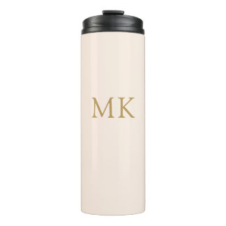 Garrafa Térmica Viagem de Monograma Dourado Rosa Pincelado Persona