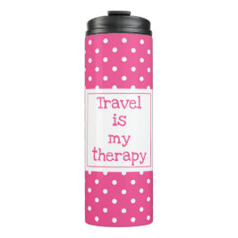 Garrafa Térmica Viagem é a minha terapia pontos rosas e brancos mo
