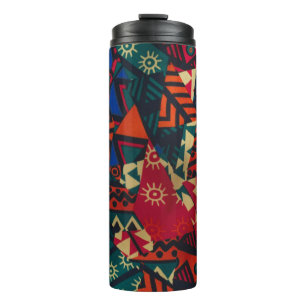 Garrafa Térmica Vibrant African Geometric Tribal Abstract Pattern 