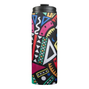 Garrafa Térmica Vibrant Afro-Centric Geometric Pattern – Bold Trib
