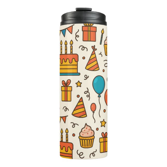 Garrafa Térmica Vibrant Birthday Party Seamless Pattern (Frente)