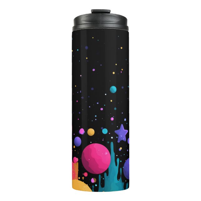 Garrafa Térmica Vibrant Cosmic Drip Abstract Space Art (Frente)