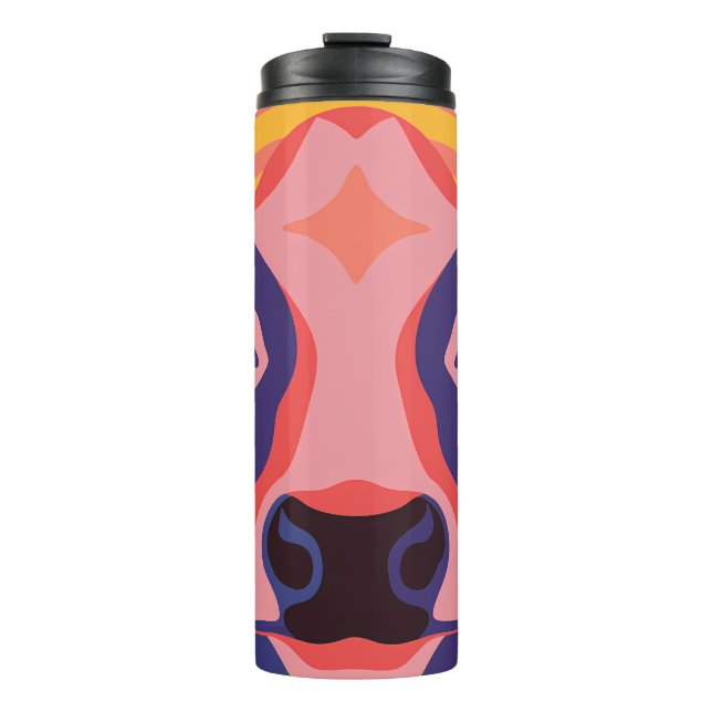 Garrafa Térmica Vibrant Pop Art Cow Face Portrait (Frente)