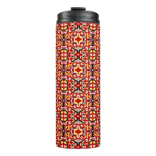 Garrafa Térmica Vibrant Tribal Fusion Geometric Symmetry Pattern (Frente)
