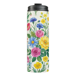 Garrafa Térmica Vibrant Wildflower Meadow Botanical Garden Print