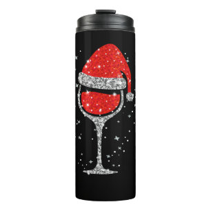 Garrafa Térmica Vidro de Natal Flocos de neve Santa Hat Vinho Tint