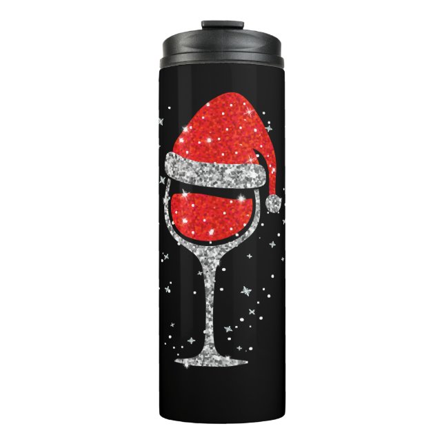 Garrafa Térmica Vidro de Natal Flocos de neve Santa Hat Vinho Tint (Frente)