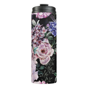 Garrafa Térmica Vidro Floral Escuro Design