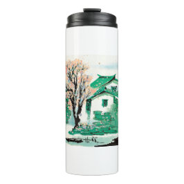 Garrafa Térmica Vila de Pintura da Natureza