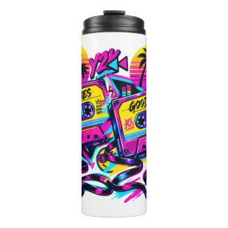 Garrafa Térmica Vintage 90s Retro Cassette Neon Stainless Steel Tr