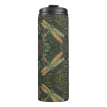 Vintage art nouveau green gold Dragonfly