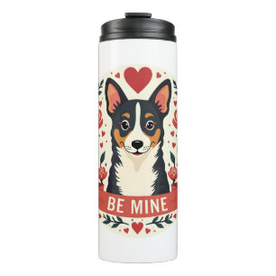 Garrafa Térmica Vintage Be Mine Corgi Dia dos Namorados Floral Fol