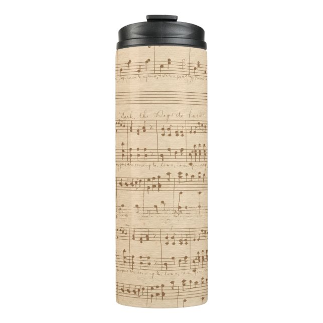 Garrafa Térmica Vintage beige music notes (Frente)