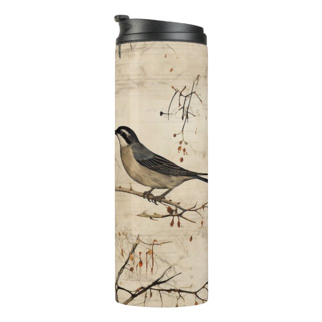 Garrafa Térmica Vintage Bird Manuscript (Rotação à direita)