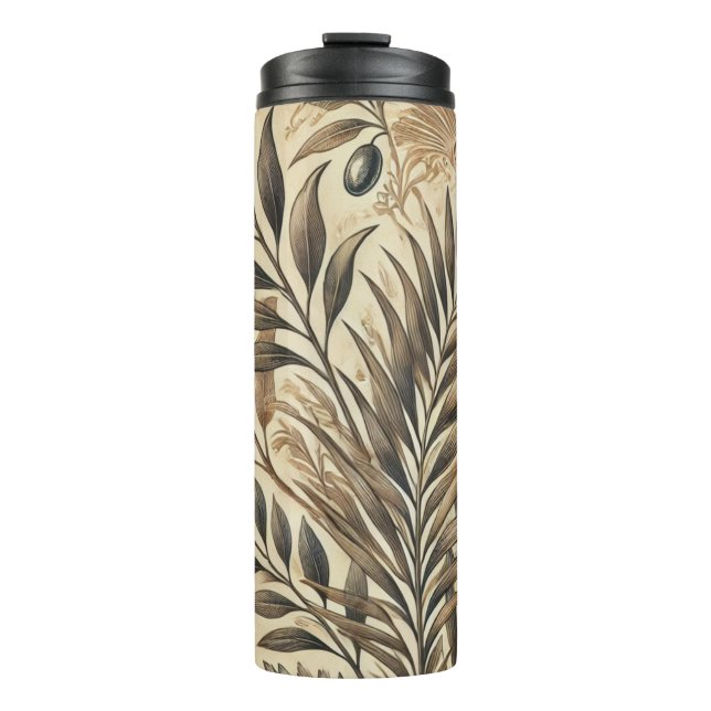 Garrafa Térmica "Vintage Botanical Thermal Tumbler - Oliva Elegant (Frente)