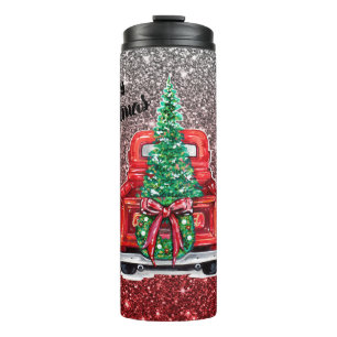 Garrafa Térmica Vintage Clássica Natal Glitter Vermelho