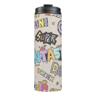 Garrafa Térmica Vintage com a inscrição de rabiscos divertidos leg