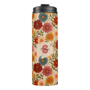 Garrafa Térmica Vintage Daisy Floral Patterno