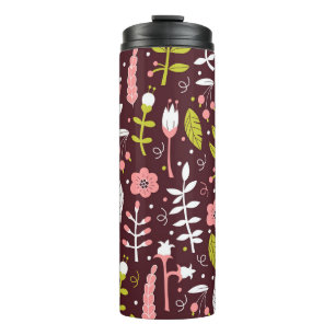 Garrafa Térmica Vintage Doodle Floral Sem Vista