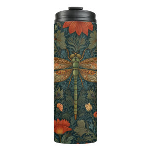 Garrafa Térmica Vintage dragonfly orange floral verde-floral boho 