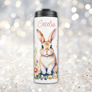 Garrafa Térmica Vintage Floral Easter Bunny Personalizado