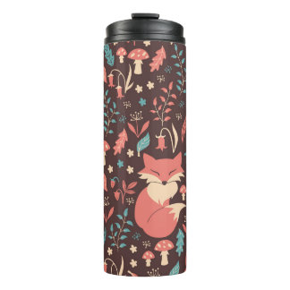 Garrafa Térmica Vintage Floral: Ilustração Sem Costura Elegante