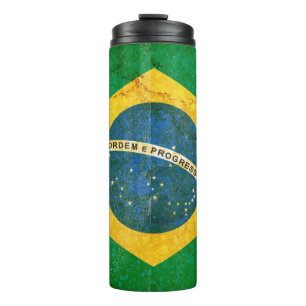 Garrafa Térmica Vintage Grunge Brazil Flag