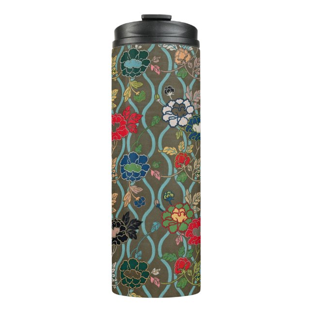 Garrafa Térmica Vintage Japonês Floral (Frente)