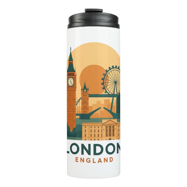 Garrafa Térmica Vintage London England Travel Thermal Tumbler  (Frente)
