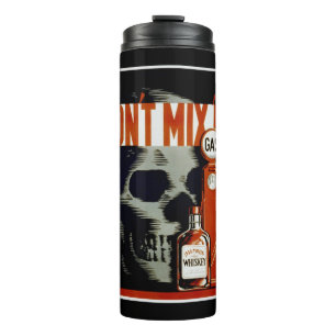 Garrafa Térmica Vintage "Não Misture 'Em'" com o tumbler de texto 