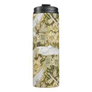 Garrafa Térmica Vintage padrão floral Dove & Lily em verde sálvia