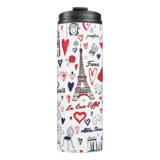 Garrafa Térmica Vintage Paris: padrão de linha de Viagem