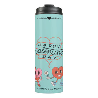 Garrafa Térmica Vintage personalizado, cor-de-rosa, coração bonito