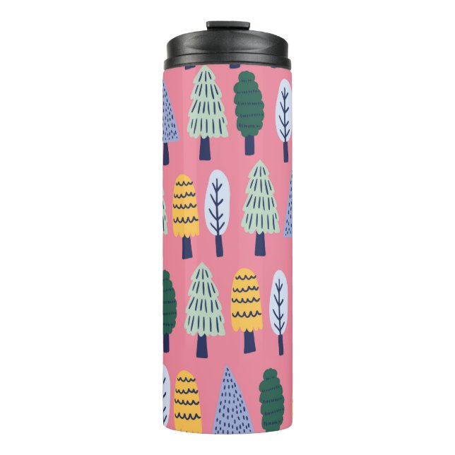 Garrafa Térmica vintage pinheiro bonitinho padrão contínuo (Frente)