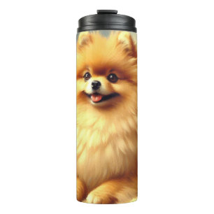 Garrafa Térmica Vintage Pomeranian - Pintura de cães