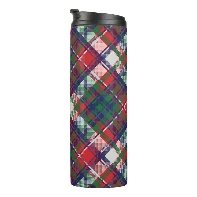 Garrafa Térmica Vintage Retro Natal Xadrez Vermelho Azul (Rotação à direita)
