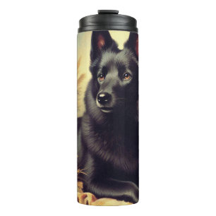 Garrafa Térmica Vintage Schipperke Dog Painting