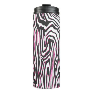 Garrafa Térmica Vintage sem costura - wav preto, branco e rosa