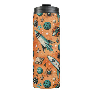 Garrafa Térmica Vintage Spacecraft Rocket ships Pattern - Cosmos(5