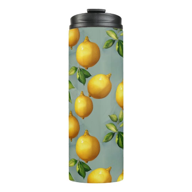 Garrafa Térmica Vintage Style Lemons Pattern Wallpaper Art (Frente)