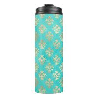 Vintage Turquoise e Peacock Dourado Damask