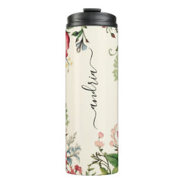Garrafa Térmica Vintage Wildflower, Vertical Black Script Name